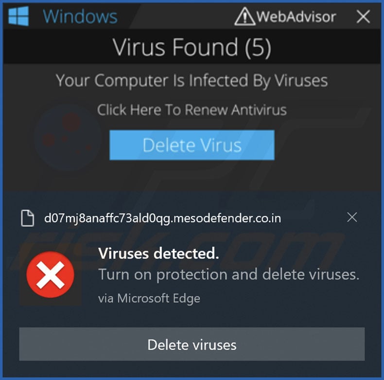Von der Webseite mesodefender.co[.]in gelieferte Werbung