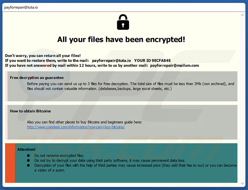 PayForRepair ransomware Lösegeldforderung (pop-up)