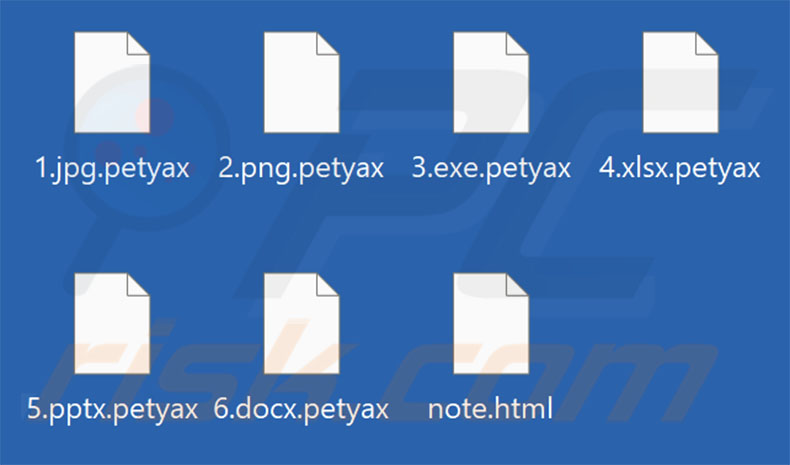 Von der Ransomware PetyaX verschlüsselte Dateien (Erweiterung .petyax)