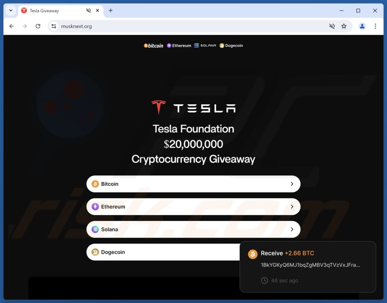Tesla Foundation Giveaway betrug