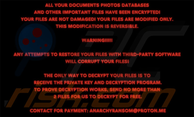 Hintergrundbild der Ransomware AnarchyRansom