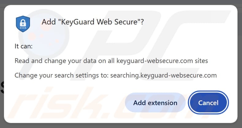 KeyGuard Web Secure browser hijacker fordert Berechtigungen an