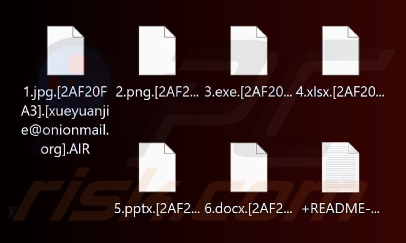Von der Ransomware AIR (Makop) verschlüsselte Dateien (Erweiterung .AIR)