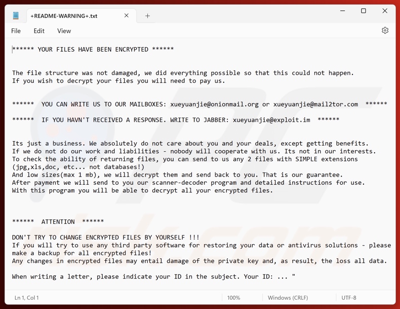 AIR (Makop) Ransomware Lösegeldforderung (+README-WARNING+.txt)