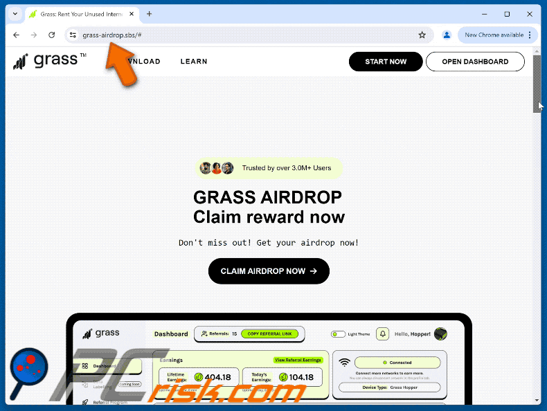 Auftreten des Grass Airdrop Betrugs