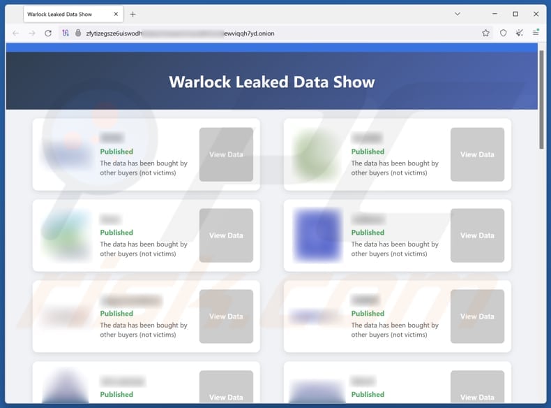 Warlock Group Ransomware Datenleck Website
