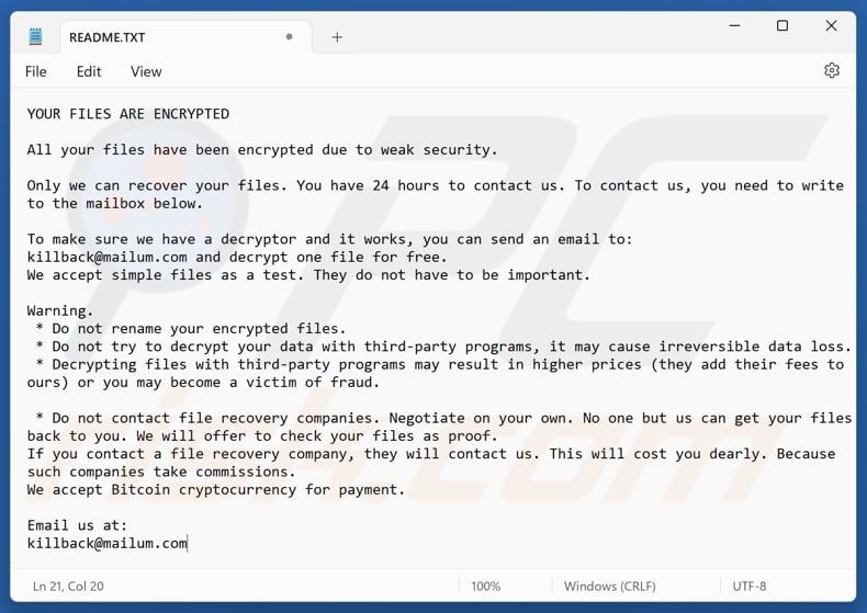 KillBack-Ransomware-Textdatei (README.TXT)