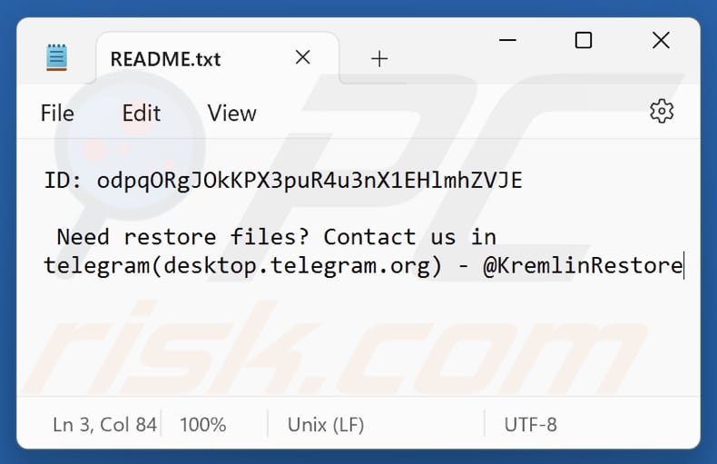 KREMLIN Ransomware Textdatei (README.txt)