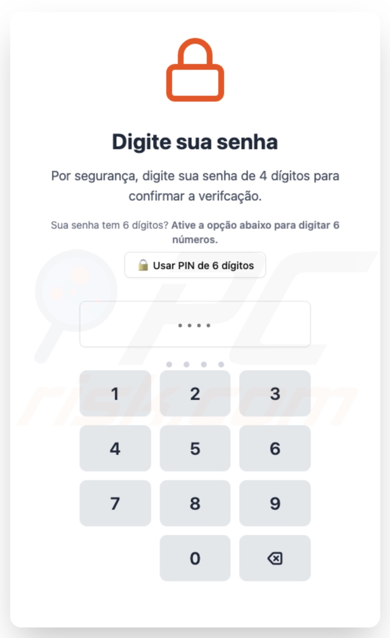 PhantomCard-Malware, Bildschirm 3 (PIN eingeben)