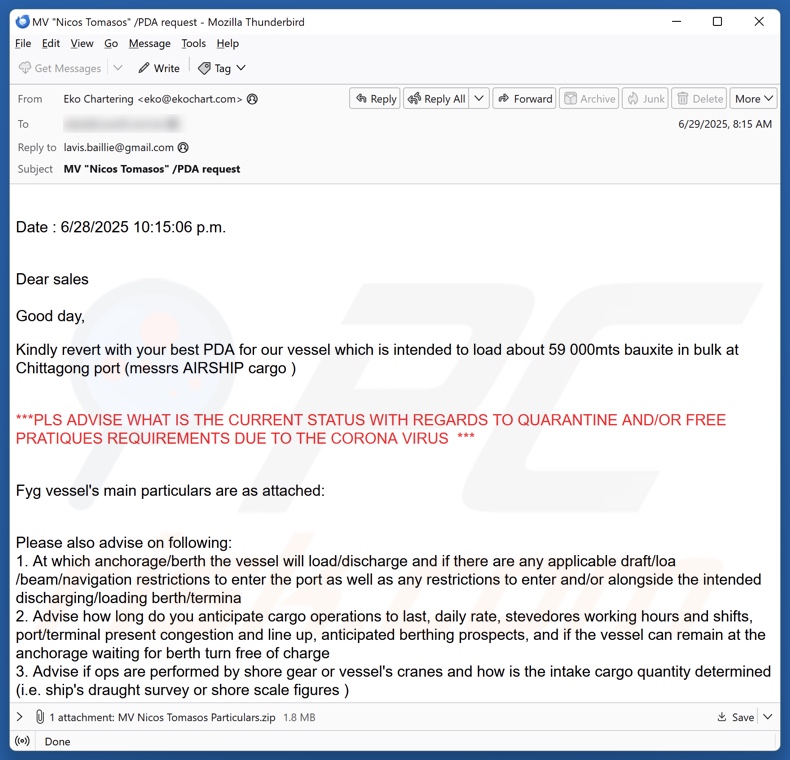 QuirkyLoader-Malware verbreitet Betrugs-E-Mail 2