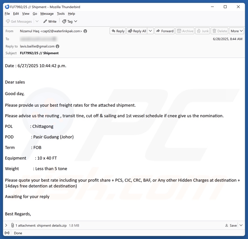 QuirkyLoader-Malware verbreitet Betrugs-E-Mail 9