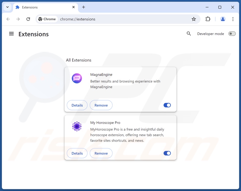 Entfernen von Google Chrome-Erweiterungen im Zusammenhang mit search-redirect.com
