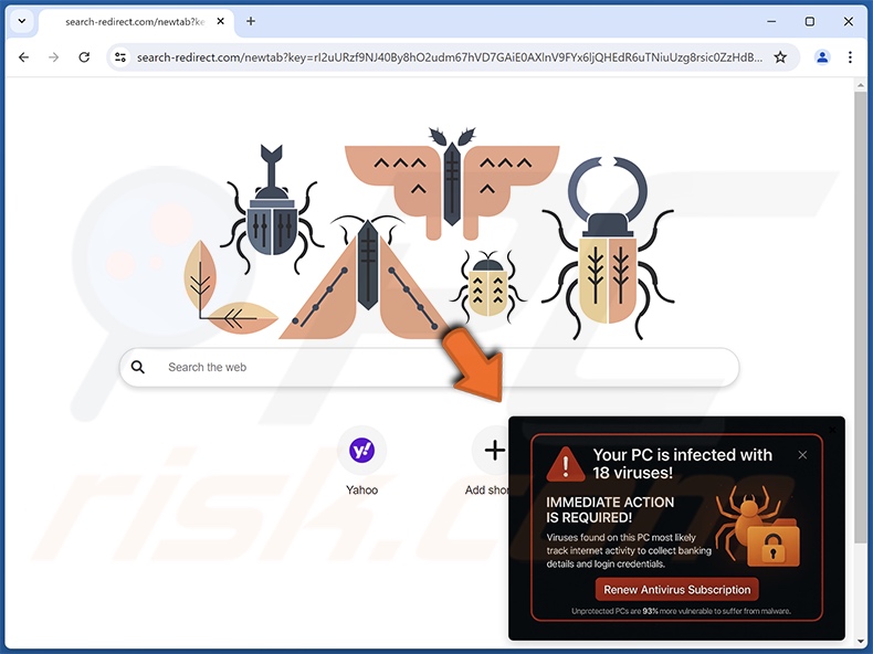 search-redirect.com angezeigt gefälschtes Popup