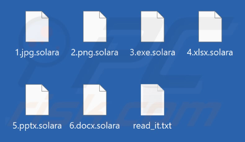 Von der Solara-Ransomware verschlüsselte Dateien (Erweiterung .solara)