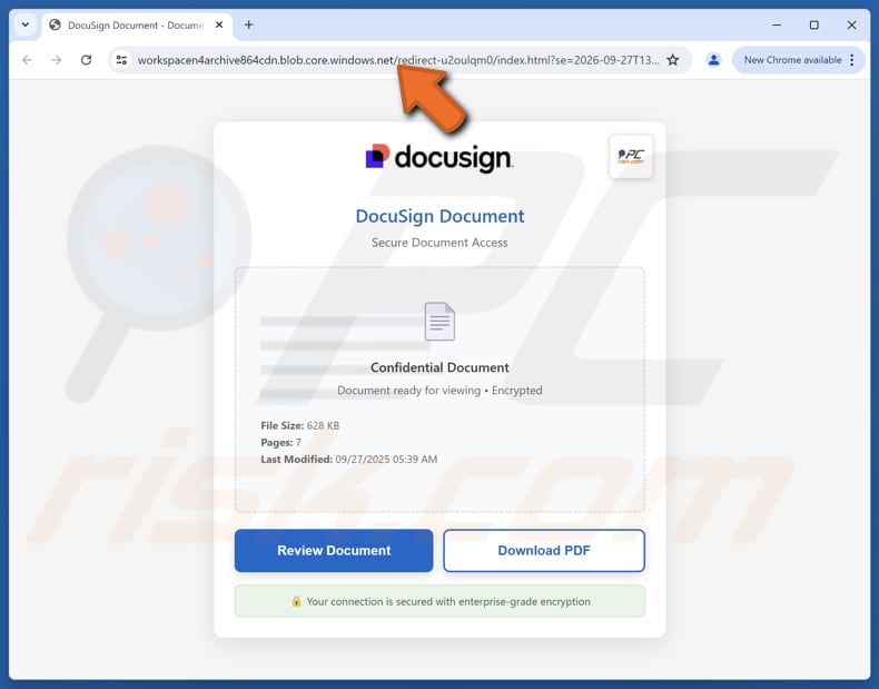 Accounts Payable Via DocuSign Email Scam fake page