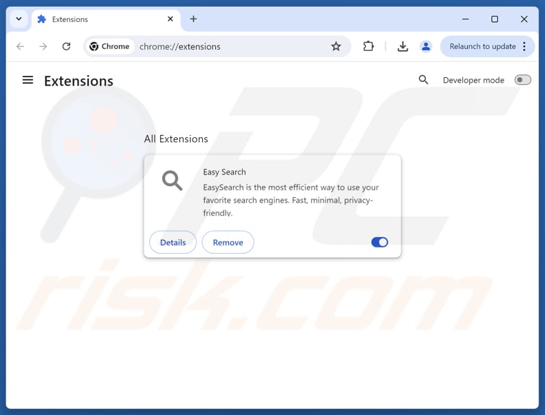 Entfernen von Google Chrome-Erweiterungen im Zusammenhang mit easy-search.pro