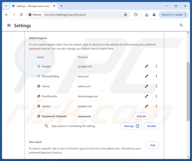 Entfernen von easy-search.pro aus der Standard-Suchmaschine von Google Chrome