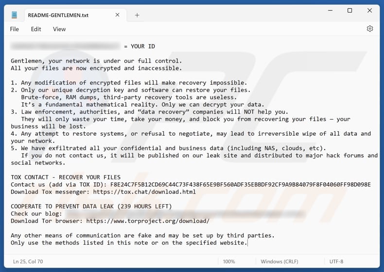 Gentlemen-Ransomware-Textdatei (README-GENTLEMEN.txt)