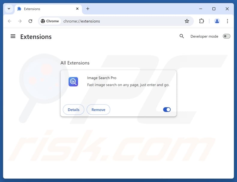 Entfernen von imagesearcherpro.com-bezogenen Google Chrome-Erweiterungen