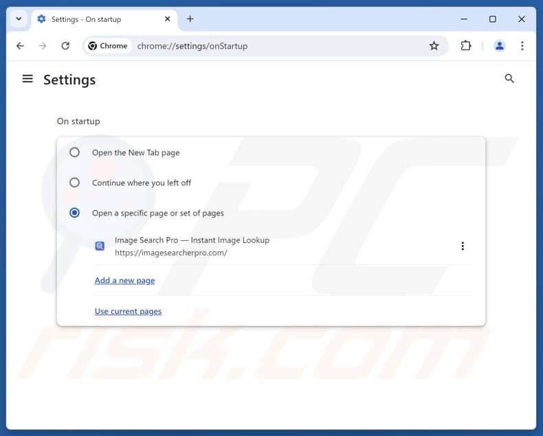 Entfernen von imagesearcherpro.com aus der Google Chrome-Startseite