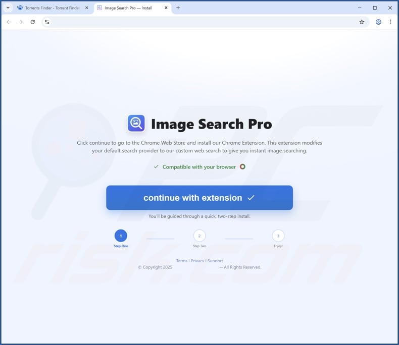 Website zur Werbung für den Browser-Hijacker Image Search Pro