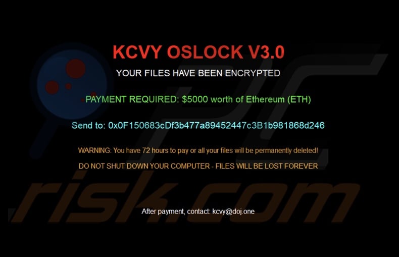 KCVY OSLOCK Ransomware Meldung