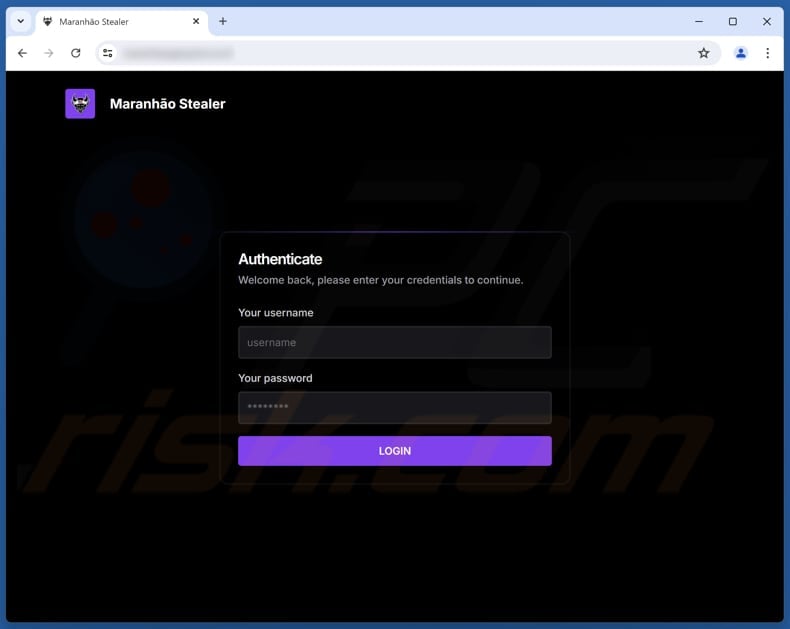 Maranhao Stealer Admin-Panel-Anmeldung