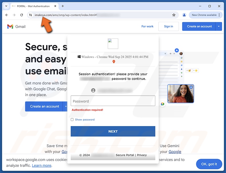 Pending Mails Alert Betrugs E-Mail bewirbt Phishing-Website