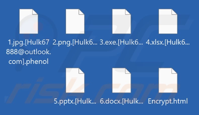 Von der Ransomware Phenol verschlüsselte Dateien (Erweiterung .phenol)
