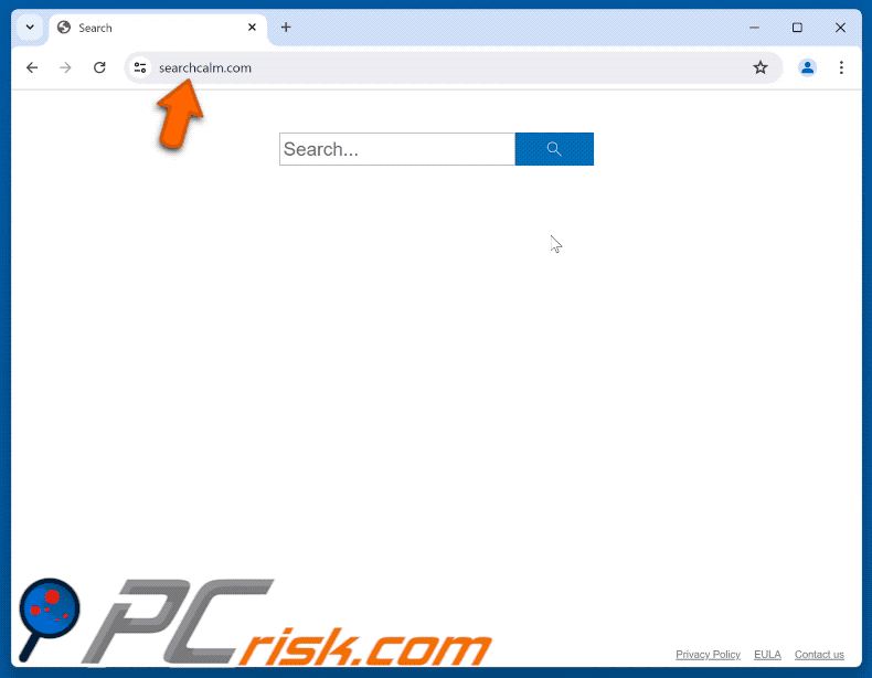Searchcalm.com leitet über finesearcher.com zu bing.com weiter