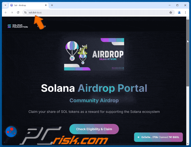 Aussehen Solana Community Airdrop betrug