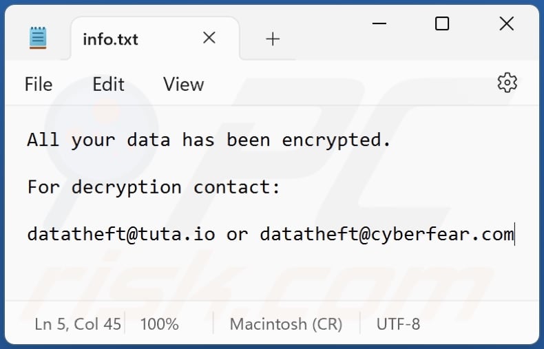 Theft Ransomware Textdatei (info.txt)