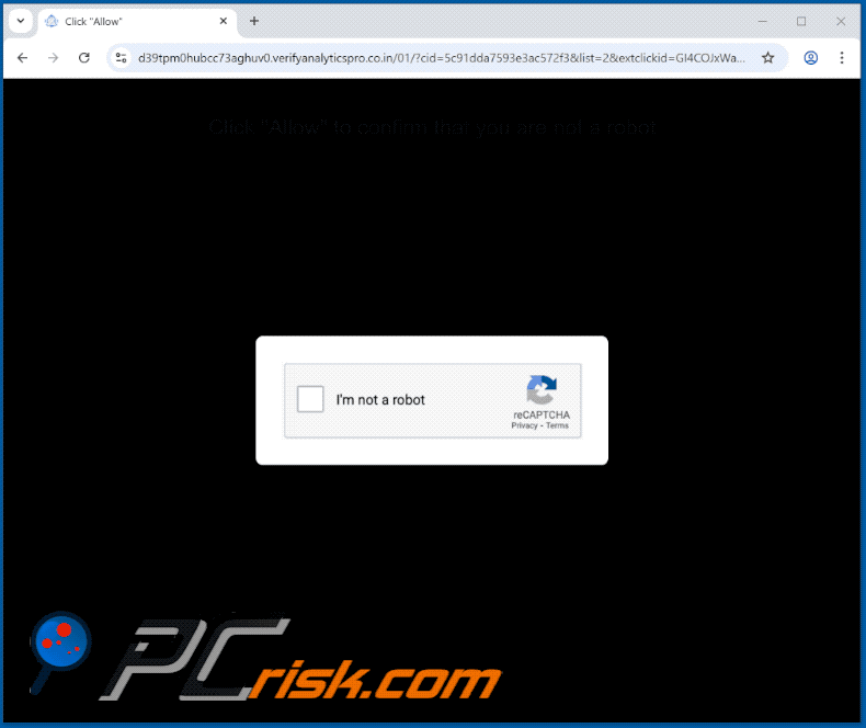 Darstellung der Website verifyanalyticspro.co[.]in (GIF)