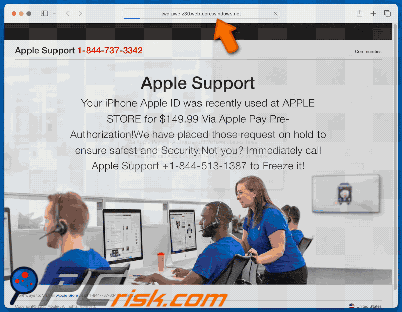 Aussehen von Your Apple ID Was Recently Used At APPLE STORE betrug (GIF)