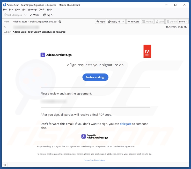 Adobe Acrobat Sign Request E-Mail Spam Kampagne