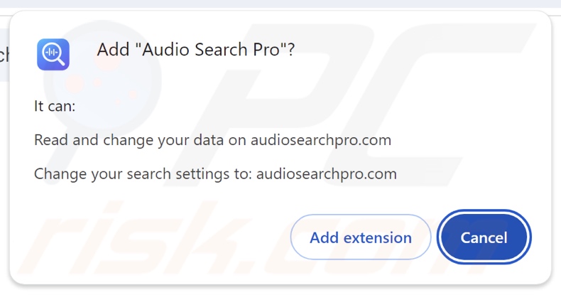 Audio Search Pro browser hijacker Um Erlaubnis bitten