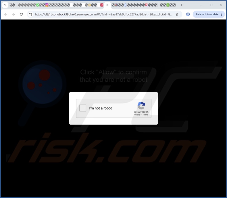 auronero.co[.]in pop-up Weiterleitungen