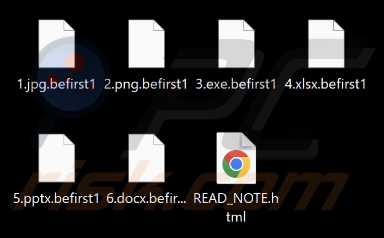 Mit BeFirst-Ransomware verschlüsselte Dateien (Erweiterung .befirst1)