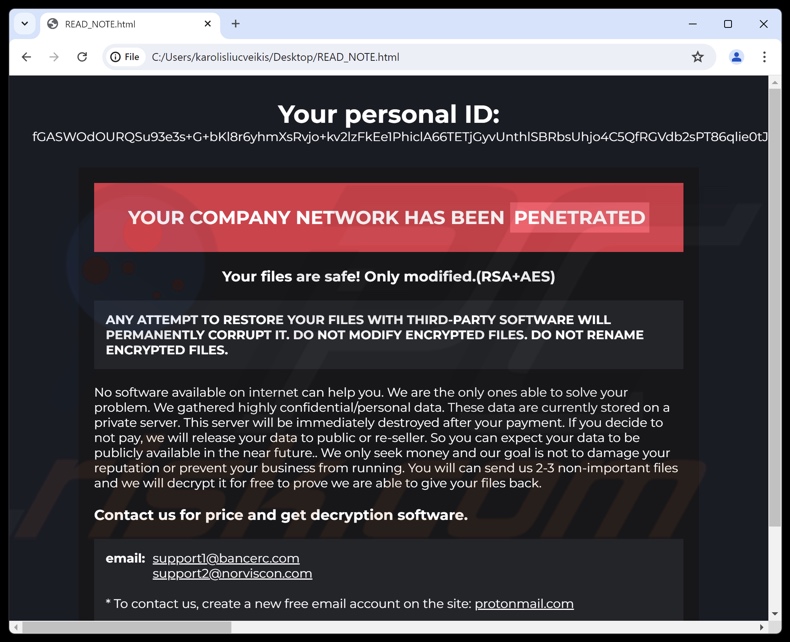 BeFirst ransomware Lösegeldforderung (READ_NOTE.html)