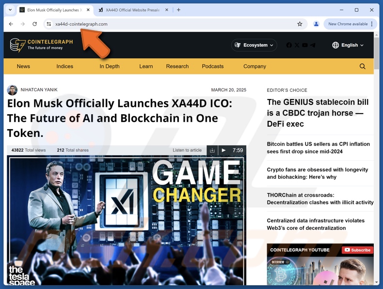 xAI Token Launch Betrug, der gefälschte Artikel bewirbt