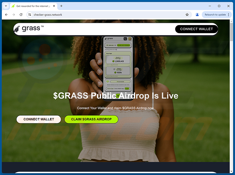 Grass airdrop entwässern website (checker-grass[.]network)