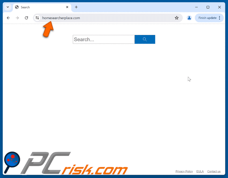 homesearcherplace.com leitet (über instantsearchly.com) zu Bing weiter (GIF)