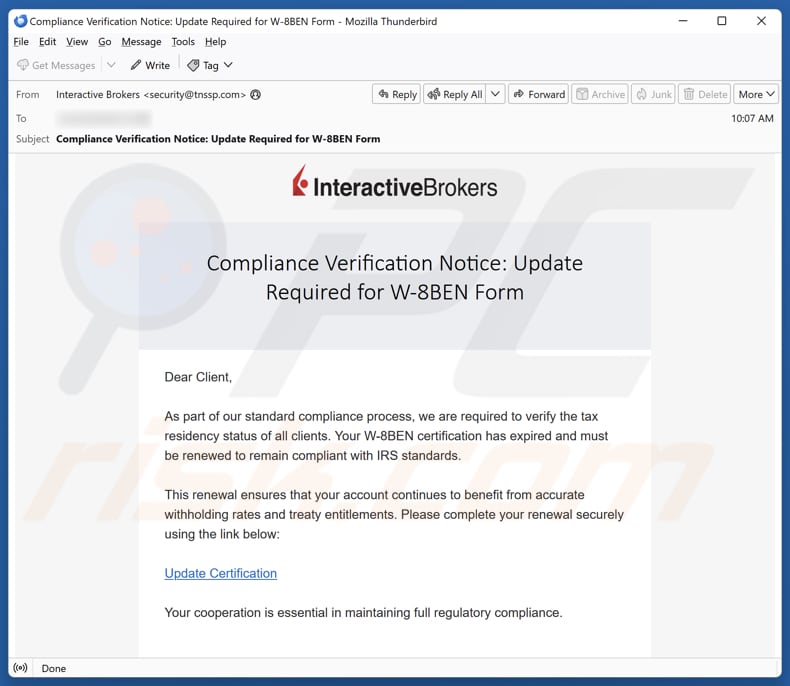 Email Account Failure Notice E-Mail Spam kampagne