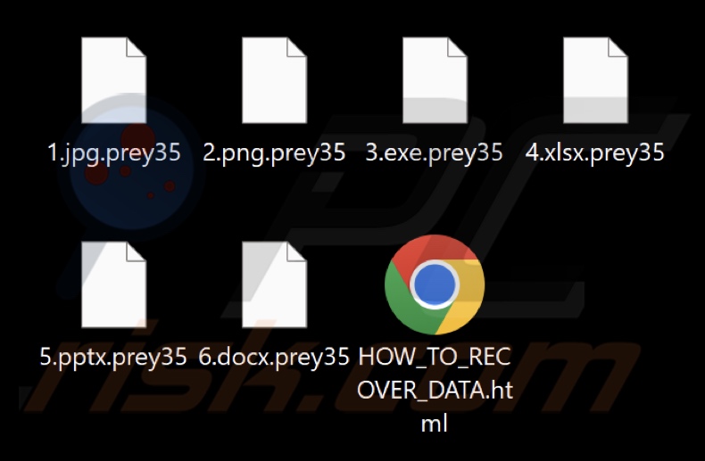 Mit Prey Ransomware verschlüsselte Dateien (Dateiendung .prey35)