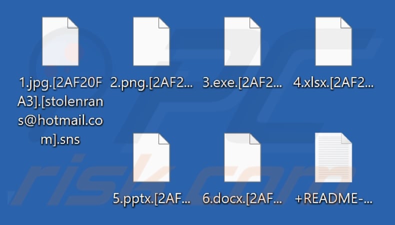 Von der Sns Ransomware verschlüsselte Dateien (Erweiterung .sns)