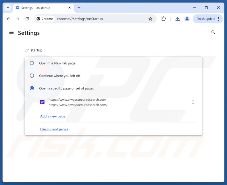 Entfernen von alwayssecuredsearch.com von der Google Chrome-Startseite