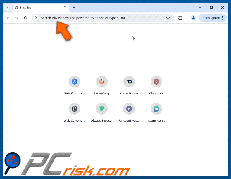 Always Secured powered by Yahoo browser hijacker Weiterleitung zu Yahoo (GIF)