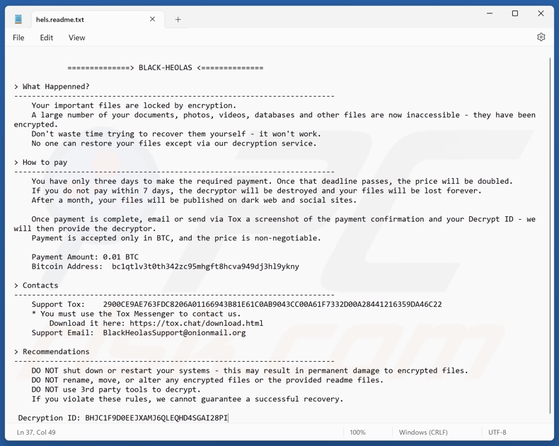BLACK-HEOLAS ransomware Lösegeldforderung (hels.readme.txt)