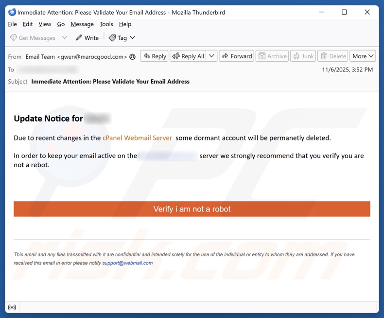 Changes In The cPanel Webmail Server E-Mail Spam Kampagne