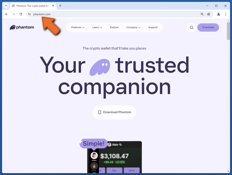 Erscheinungsbild des Realen Phantom website (phantom.com)